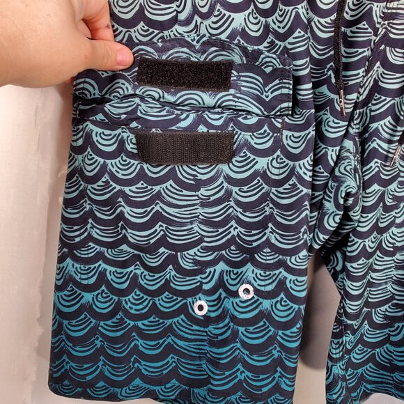 OP Board Shorts OPFLEX 4-Way Stretch Ocean Wave Swirls 1 Pocket Trunks Men Sz 34 - Picture 7 of 8